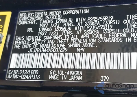 2010 Lexus Rx 450H z USA, uszkodzony, nr VIN JTJZB1BA4A2001829